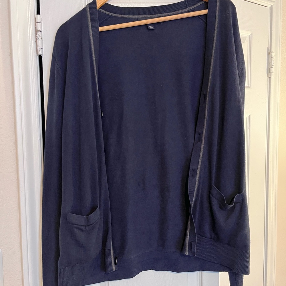 Banana Republic Navy Blue Men's Cardigan Sweater